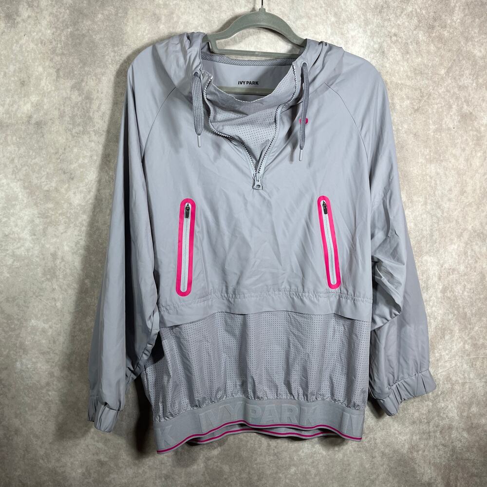 Ivy Park Perforated Panel Jacket Women Small Purple Half Zip Pullover Athleisure